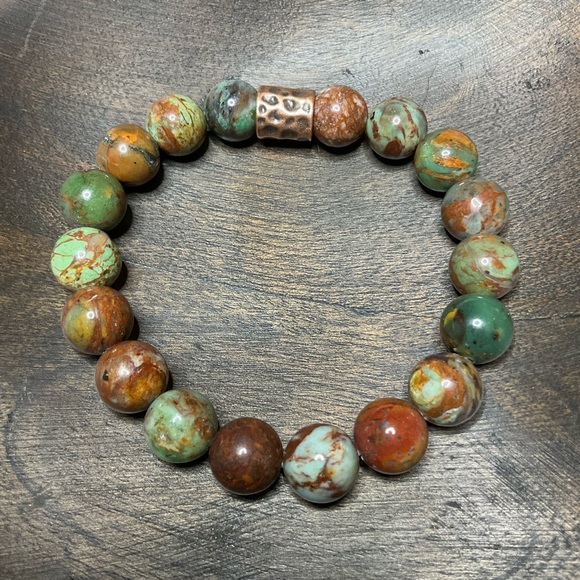 African Green Opal (10mm) with Copper Accent - Picture 3 of 6